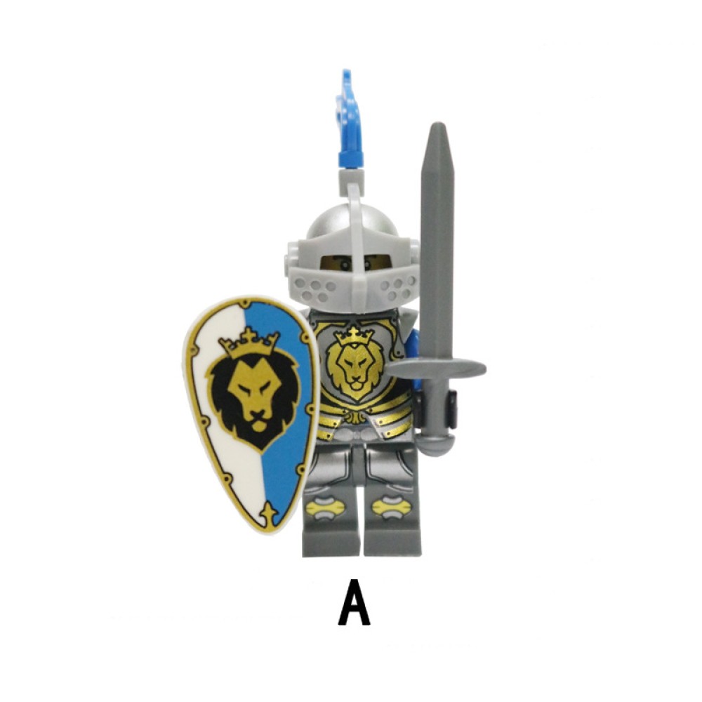 lego minifigure Blue Lion Knight Medieval Knight Archer Minifigures  building block bricks toys