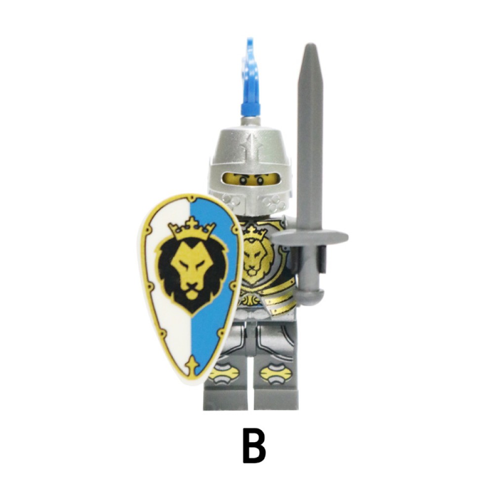 lego minifigure Blue Lion Knight Medieval Knight Archer Minifigures  building block bricks toys