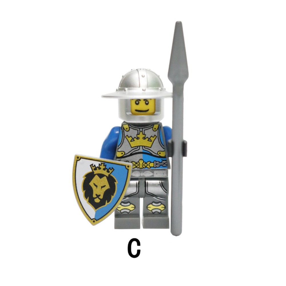 lego minifigure Blue Lion Knight Medieval Knight Archer Minifigures  building block bricks toys