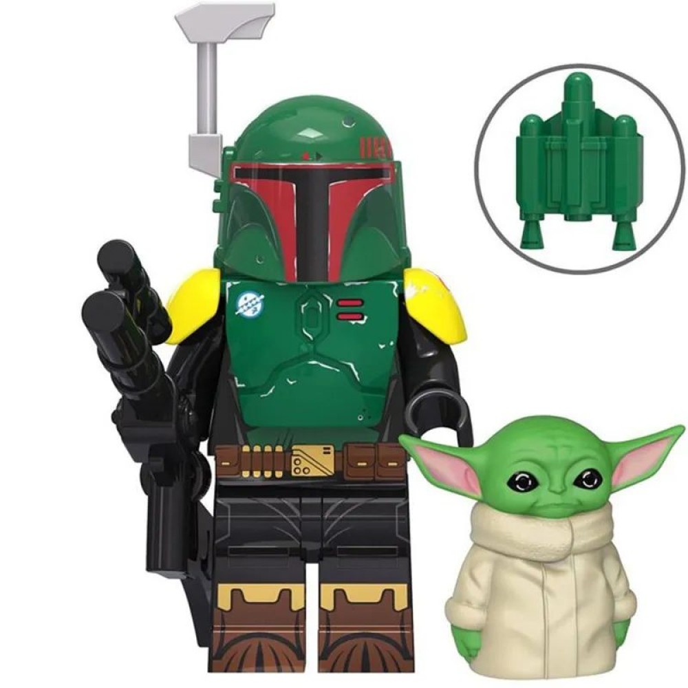 lego minifigure Star Wars Minifigure Boba Fett with Grogu Star Wars building block bricks toys lego minifigure Star Wars Minifigure Boba Fett with Grogu Star Wars building block bricks toys