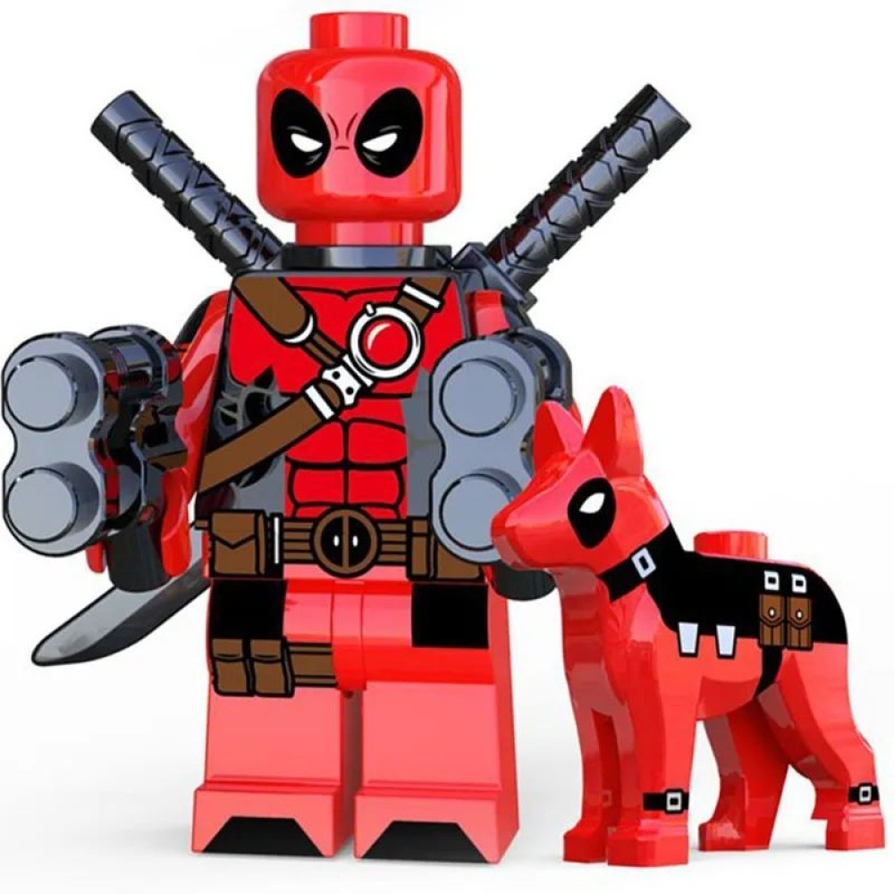 lego minifigure Marvel Minifigure Deadpool with a dog Marvel building block bricks toys