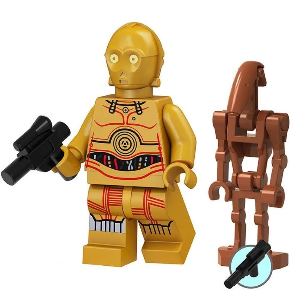 lego minifigure Star Wars Minifigure C-3PO and battle droid Star Wars building block bricks toys lego minifigure Star Wars Minifigure C-3PO and battle droid Star Wars building block bricks toys