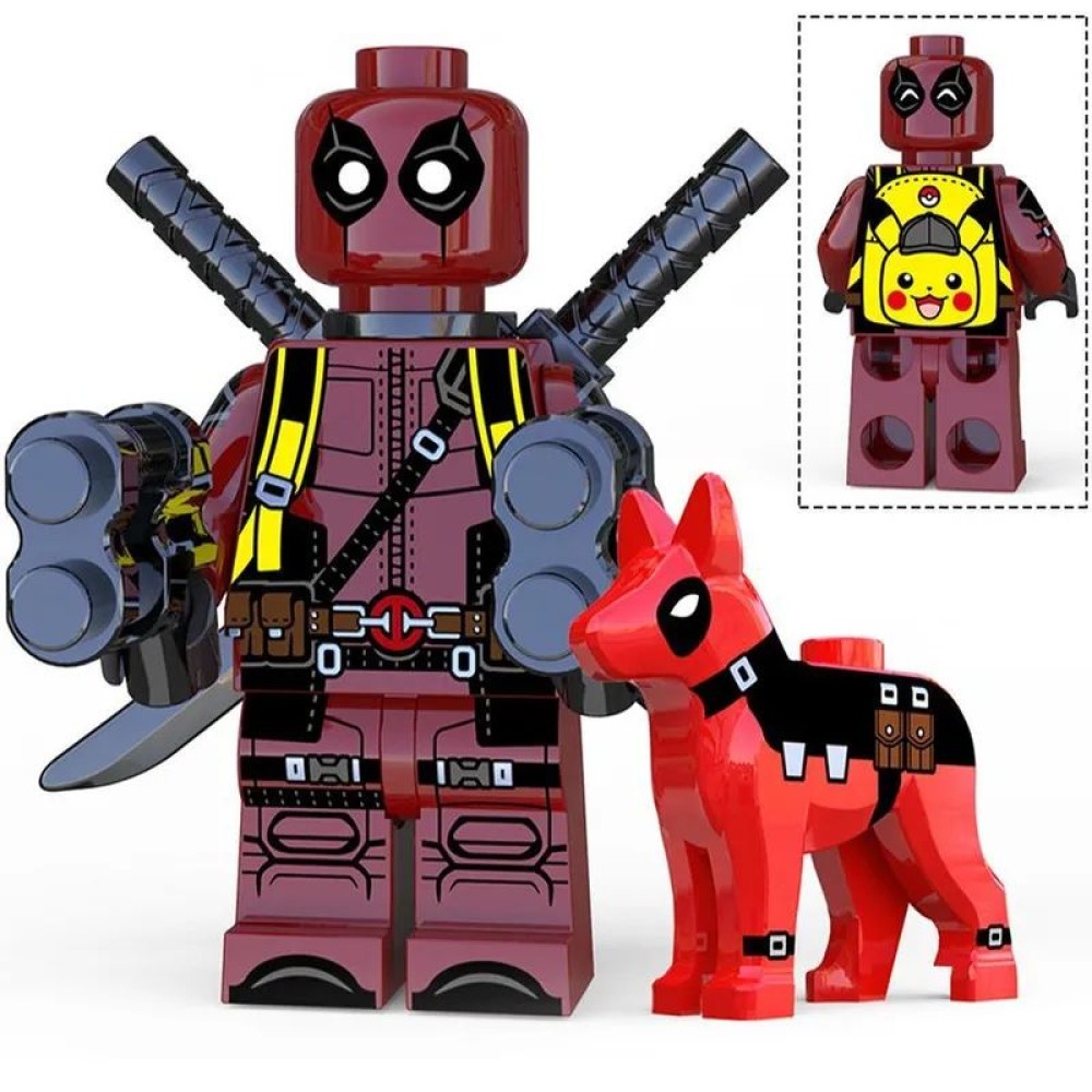 lego minifigure Marvel Minifigure Deadpool (with a dog) Marvel building block bricks toys lego minifigure Marvel Minifigure Deadpool (with a dog) Marvel building block bricks toys