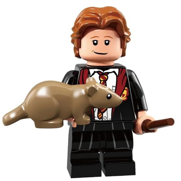 Minifigure of Harry Potter Ron Weasley with rat Scabbers