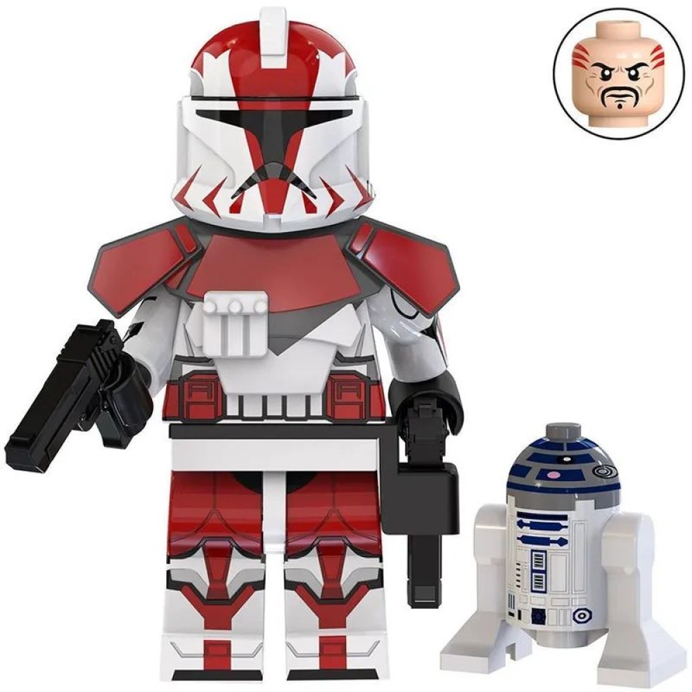 lego minifigure Star Wars Minifigure Clone Commander Ganch with R2-D2 droid Star Wars building block bricks toys lego minifigure Star Wars Minifigure Clone Commander Ganch with R2-D2 droid Star Wars building block bricks toys