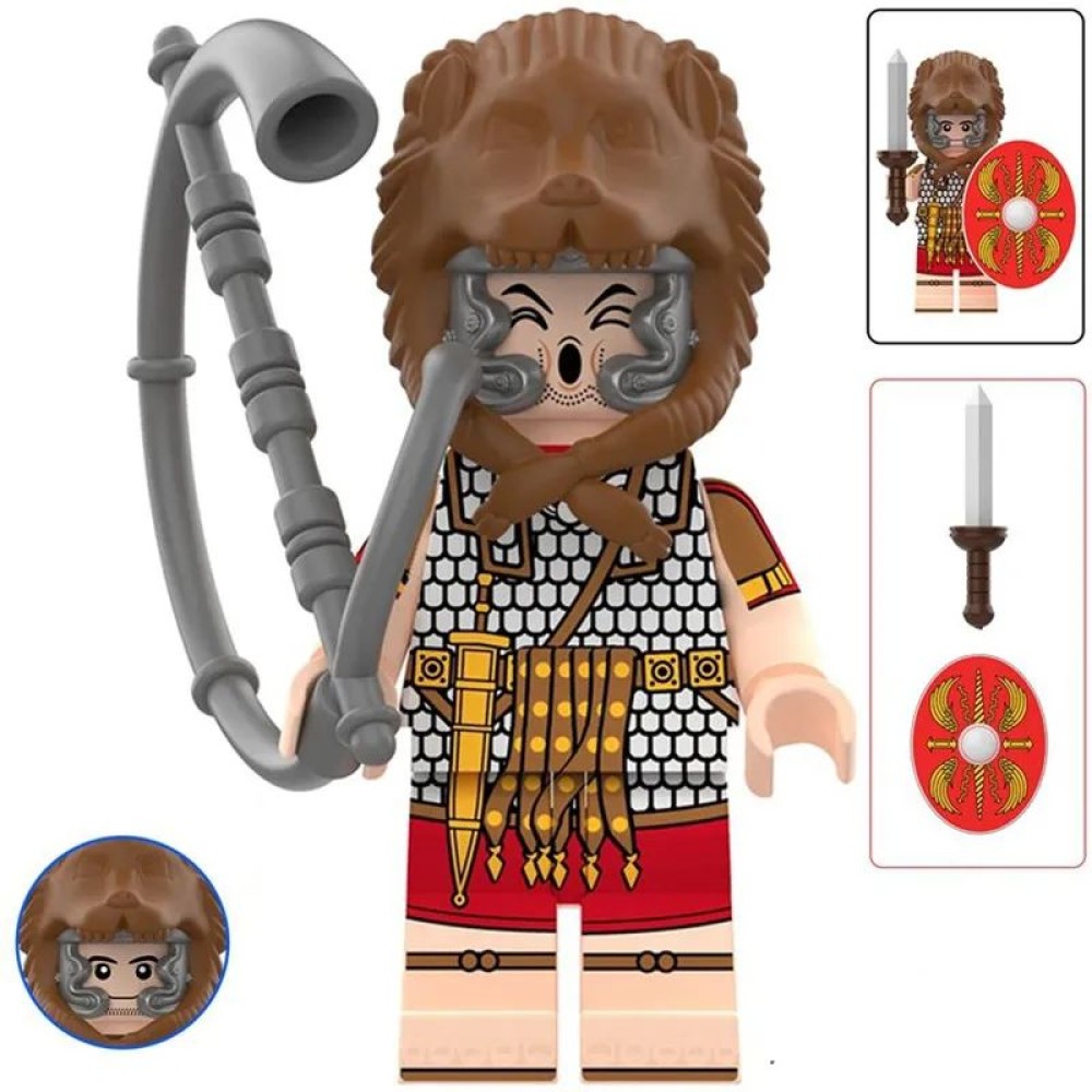 lego minifigure Castle Knights Minifigure Roman bucinator in lions helmet Minifigures building block bricks toys