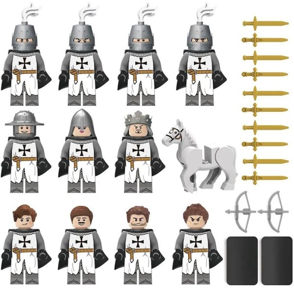Minifigure Castle Knights squad of 11 knights and horse