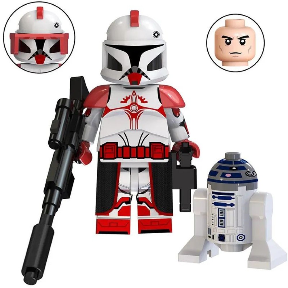 lego minifigure Star Wars Minifigure Commander Fox with R2-D2 droid Star Wars building block bricks toys lego minifigure Star Wars Minifigure Commander Fox with R2-D2 droid Star Wars building block bricks toys