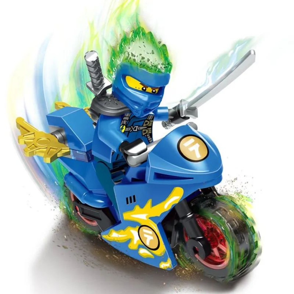 lego minifigure Ninjago Ninja Minifigure Ninja Jay on motorcycle NINJAGO building block bricks toys lego minifigure Ninjago Ninja Minifigure Ninja Jay on motorcycle NINJAGO building block bricks toys