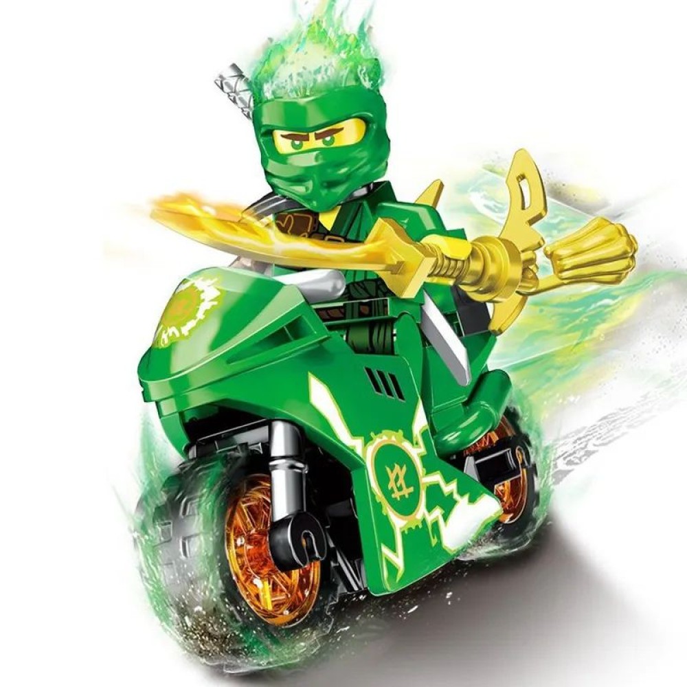 lego minifigure Ninja NinjaGo Minifigure Ninja Lloyd on motorcycle NINJAGO building block bricks toys lego minifigure Ninja NinjaGo Minifigure Ninja Lloyd on motorcycle NINJAGO building block bricks toys