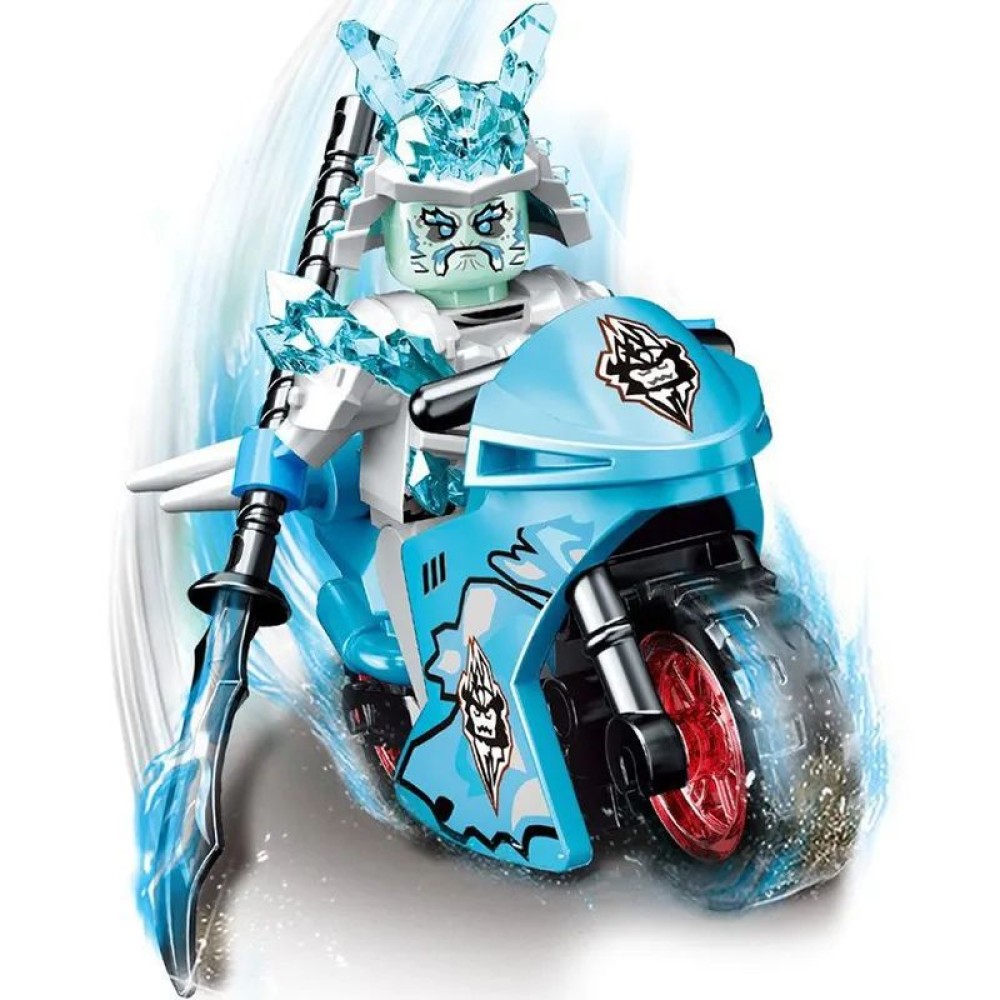 lego minifigure Ninja NinjaGo Minifigure Ice Emperor on motorcycle NINJAGO building block bricks toys lego minifigure Ninja NinjaGo Minifigure Ice Emperor on motorcycle NINJAGO building block bricks toys