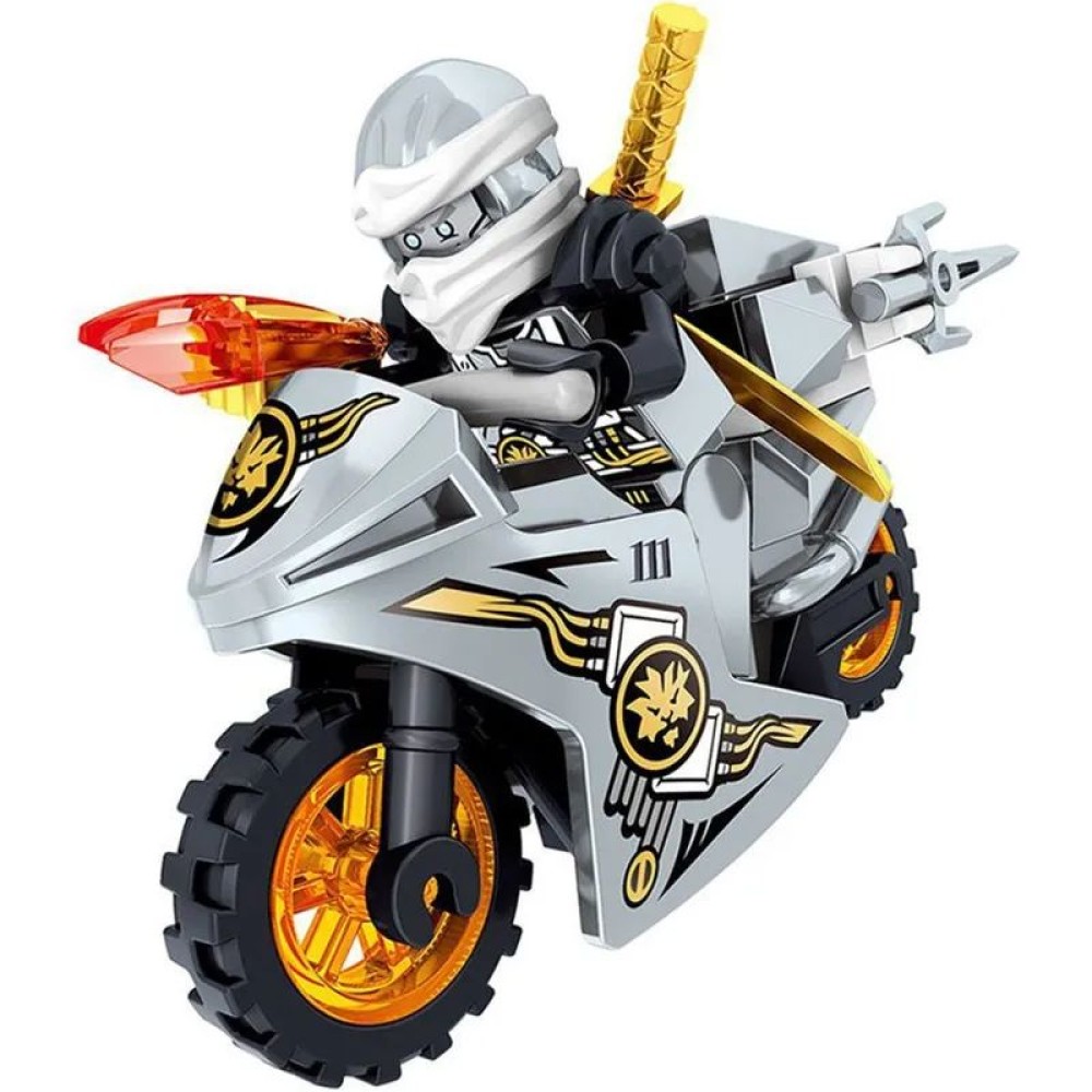 lego minifigure Ninja NinjaGo Minifigure Ninja Zane on motorcycle NINJAGO building block bricks toys lego minifigure Ninja NinjaGo Minifigure Ninja Zane on motorcycle NINJAGO building block bricks toys