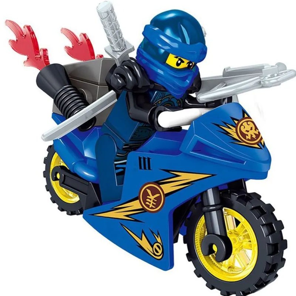 lego minifigure Ninjago Ninja Minifigure Ninja Jay on motorcycle NINJAGO building block bricks toys lego minifigure Ninjago Ninja Minifigure Ninja Jay on motorcycle NINJAGO building block bricks toys