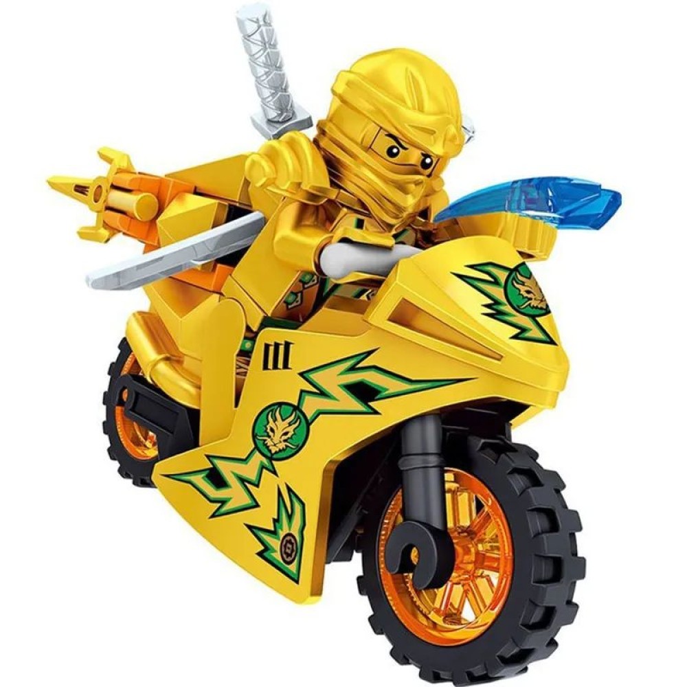 lego minifigure Ninja NinjaGo Minifigure Golden Lloyd on motorcycle NINJAGO building block bricks toys lego minifigure Ninja NinjaGo Minifigure Golden Lloyd on motorcycle NINJAGO building block bricks toys