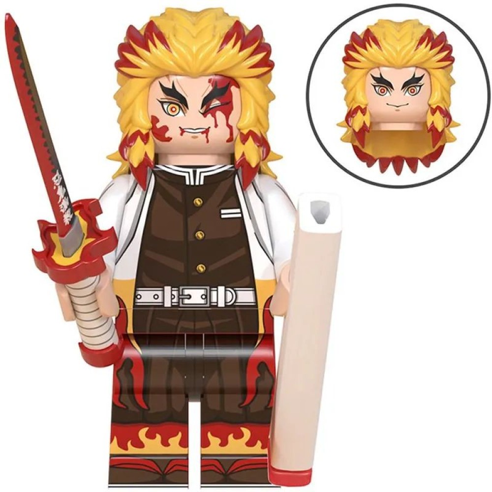 lego minifigure Anime Minifigure Demon Slayer Sword Kyojuro Rengoku Anime Minifigure building block bricks toys lego minifigure Anime Minifigure Demon Slayer Sword Kyojuro Rengoku Anime Minifigure building block bricks toys
