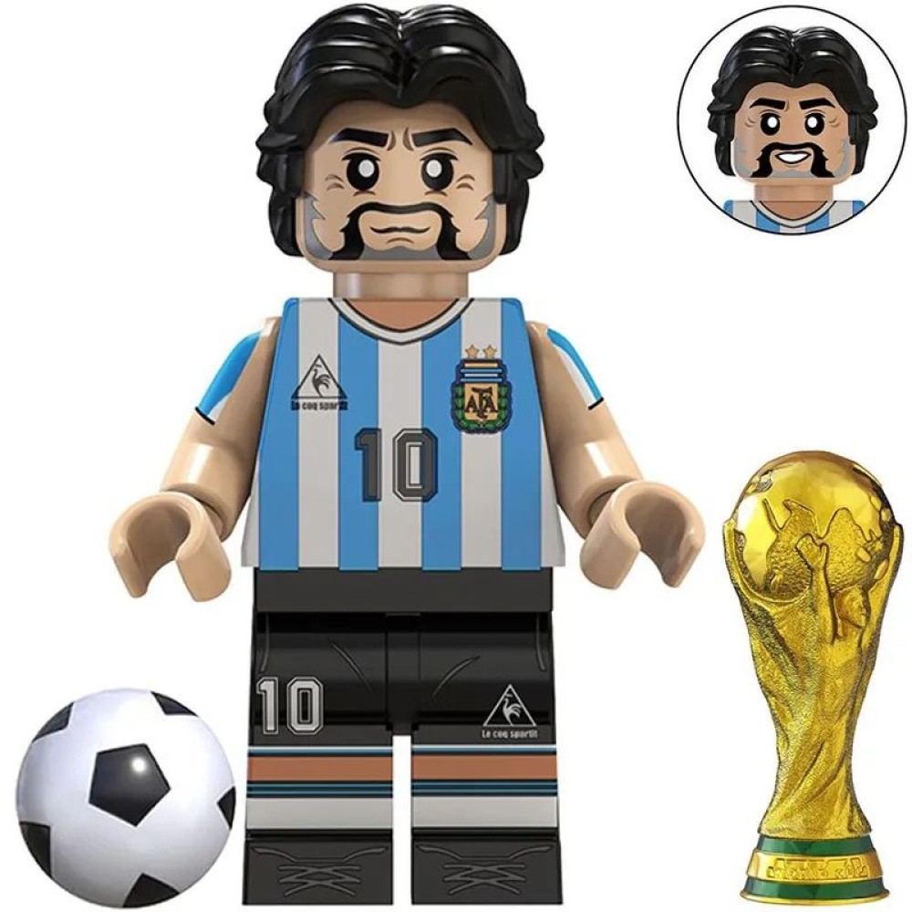 lego minifigure Minifigure of a famous football player Diego Maradona Minifigures building block bricks toys