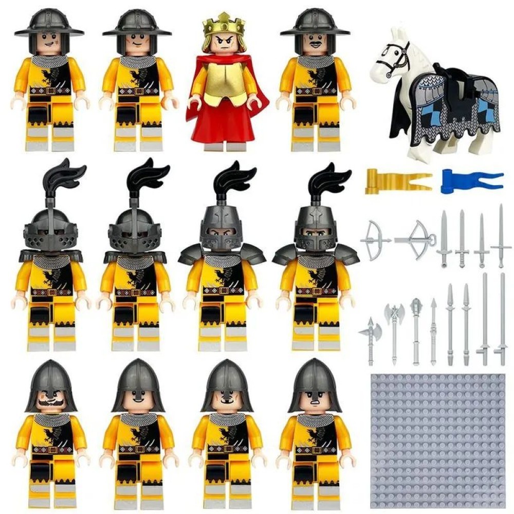 lego minifigure Minifigure Castle Knights squad of 12 knights and horse Minifigures building block bricks toys