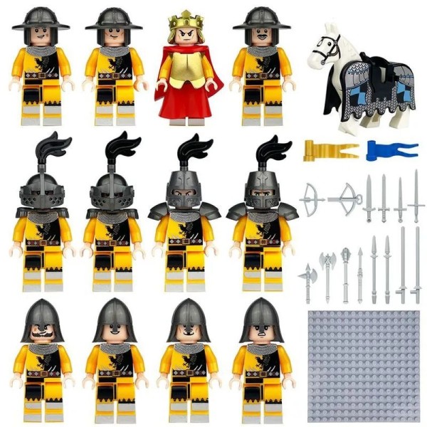 Minifigure Castle Knights squad of 12 knights and horse