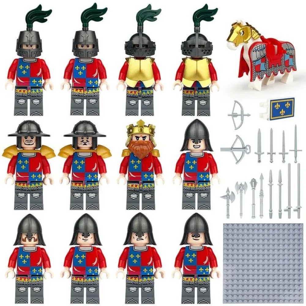 lego minifigure Minifigure Castle Knights 12 knights squad and a horse Minifigures building block bricks toys lego minifigure Minifigure Castle Knights 12 knights squad and a horse Minifigures building block bricks toys