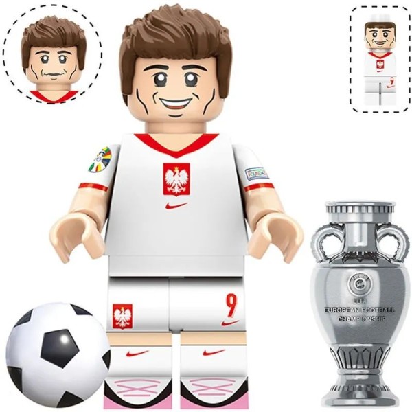 Soccer player Minifigure Robert Lewandowski Poland national team Soccer player Minifigure Robert Lewandowski Poland national team