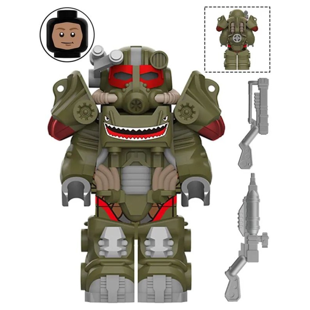 lego minifigure Fallout Minifigure Brotherhood of Steel Soldier in T-60 Power Armor Movie Minifigure building block bricks toys lego minifigure Fallout Minifigure Brotherhood of Steel Soldier in T-60 Power Armor Movie Minifigure building block bricks toys