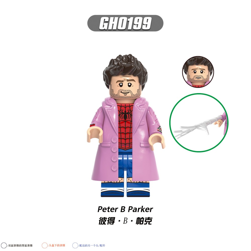 lego minifigure Superhero Peter Shadow Bloody Red Sony Flower Web Spider Man Marvel building block bricks toys