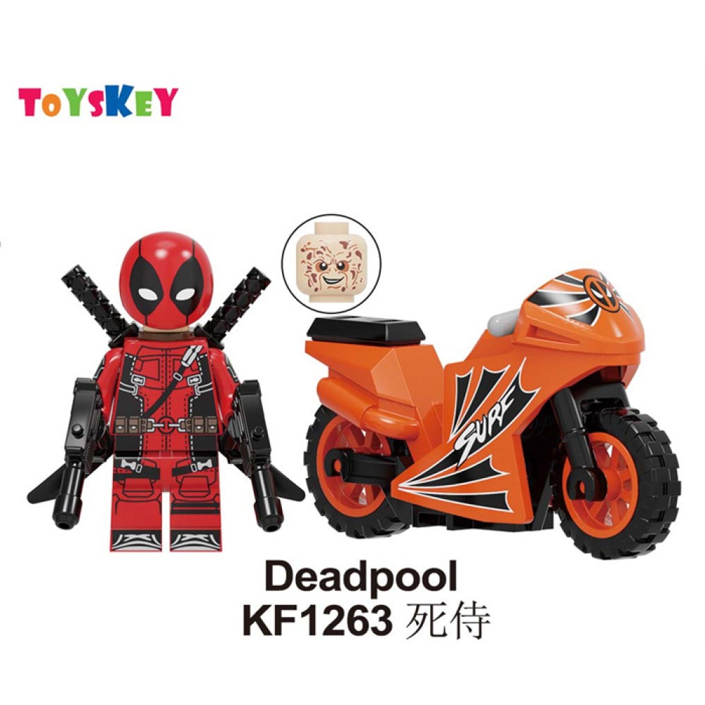 lego minifigure Superhero Deadpool motorcycle Marvel building block bricks toys