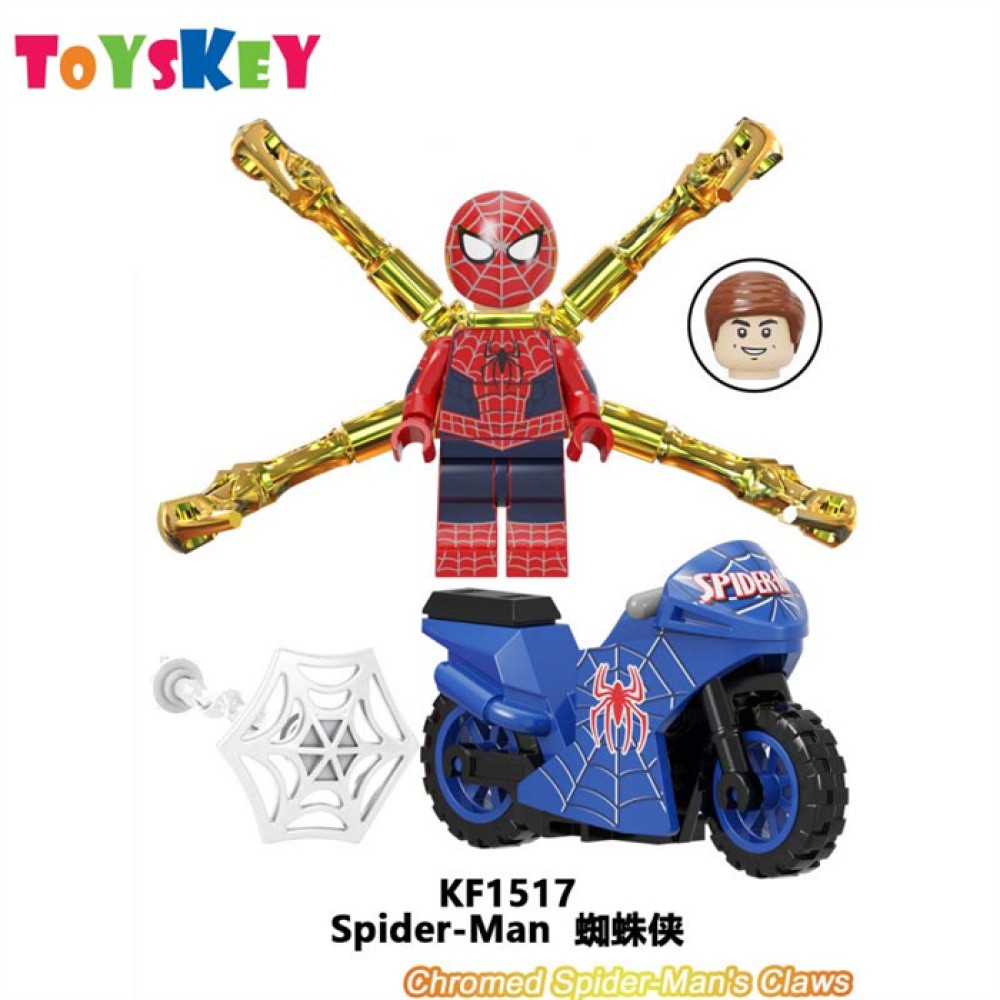 lego minifigure Superhero Cool Spider Man Motorcycle Marvel building block bricks toys