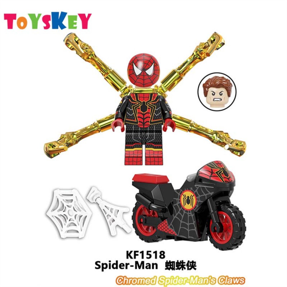lego minifigure Superhero Cool Spider Man Motorcycle Marvel building block bricks toys