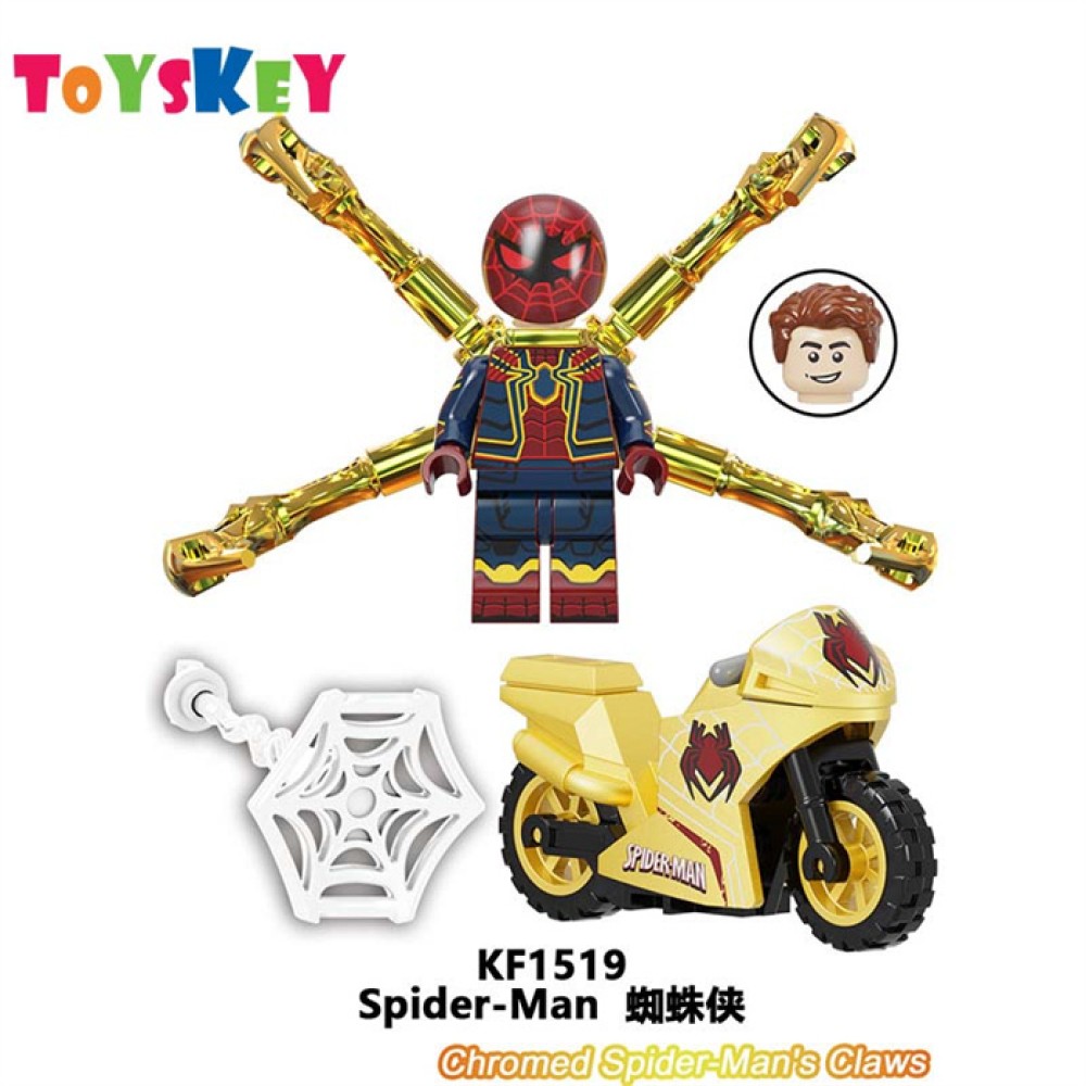 lego minifigure Superhero Cool Spider Man Motorcycle Marvel building block bricks toys