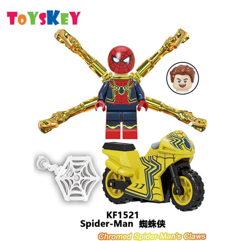 lego minifigure Superhero Cool Spider Man Motorcycle Marvel building block bricks toys