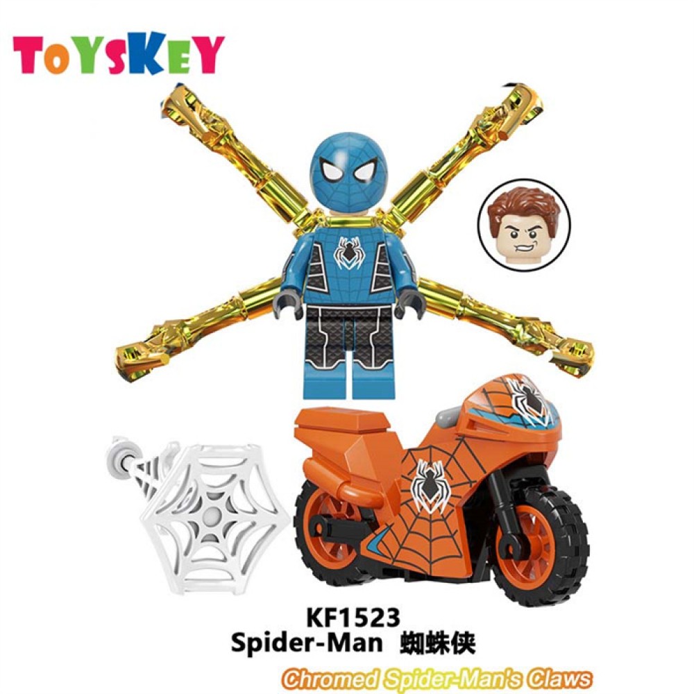 lego minifigure Superhero Cool Spider Man Motorcycle Marvel building block bricks toys