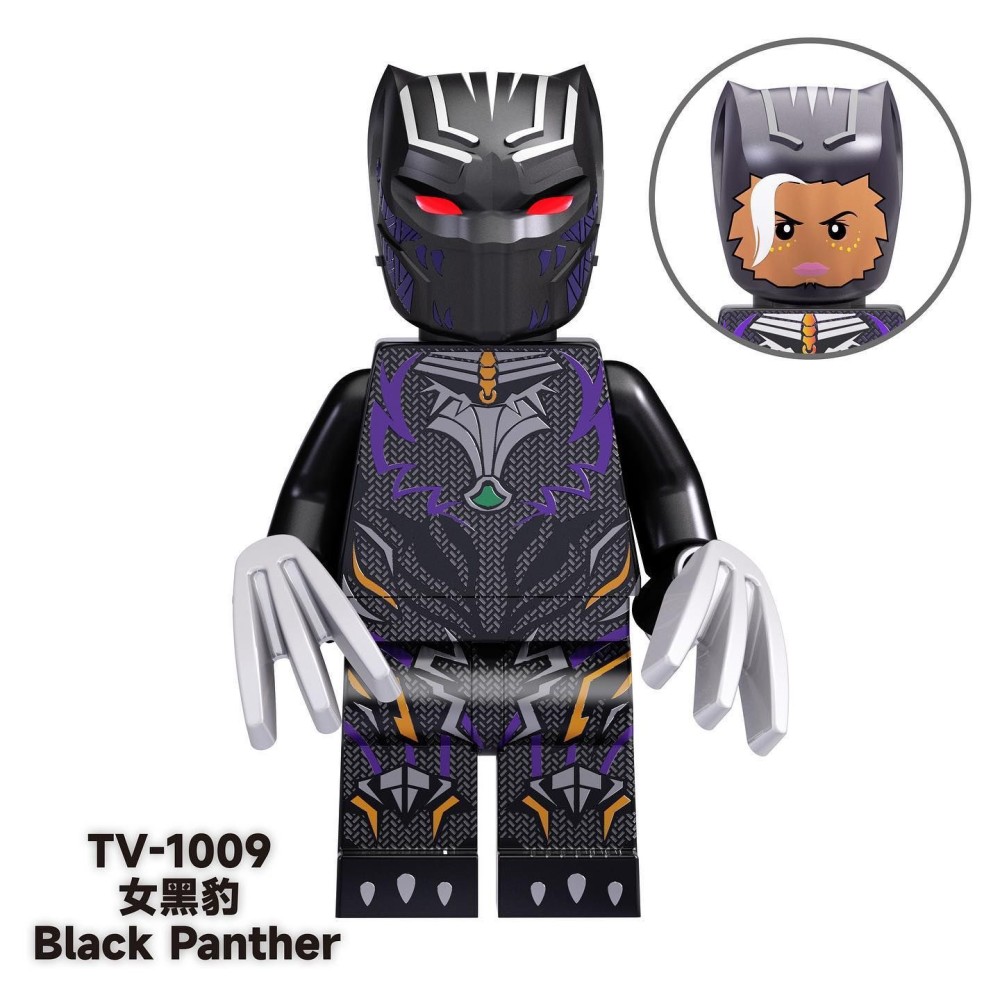 lego minifigure Superhero female panther, Venom, Spiderman, Thor, Iron Man DC building block bricks toys