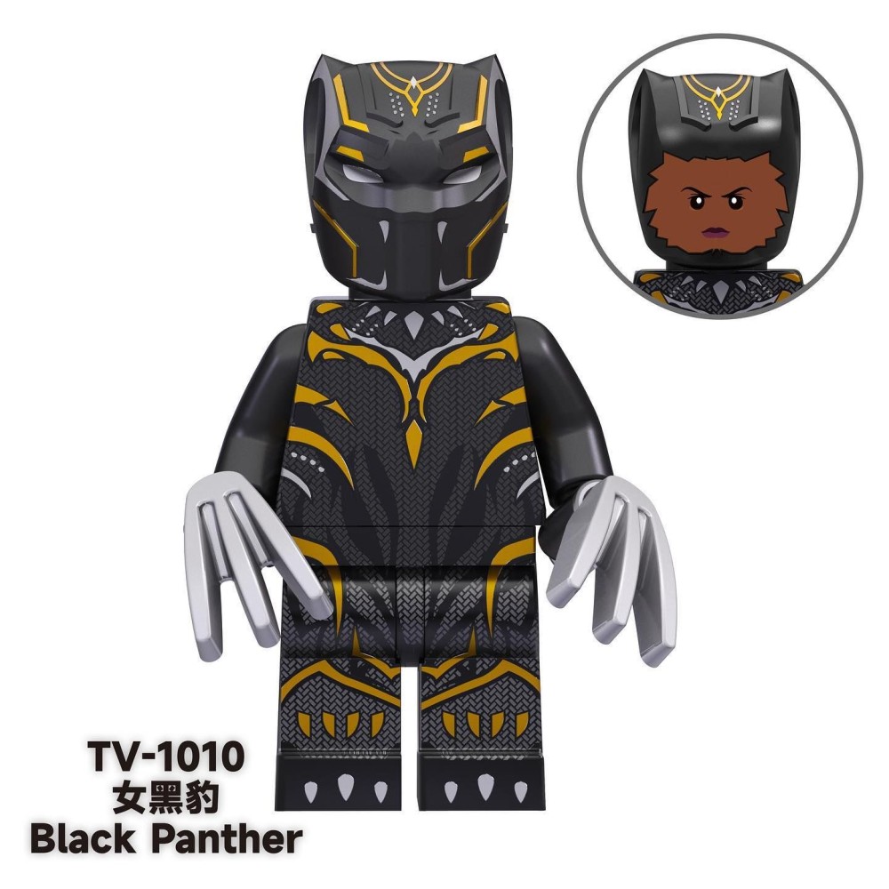 lego minifigure Superhero female panther, Venom, Spiderman, Thor, Iron Man DC building block bricks toys