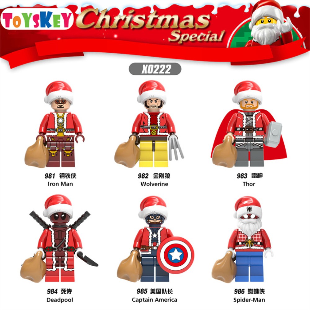 lego minifigure Super hero Christmas Iron Man Wolverine Marvel building block bricks toys