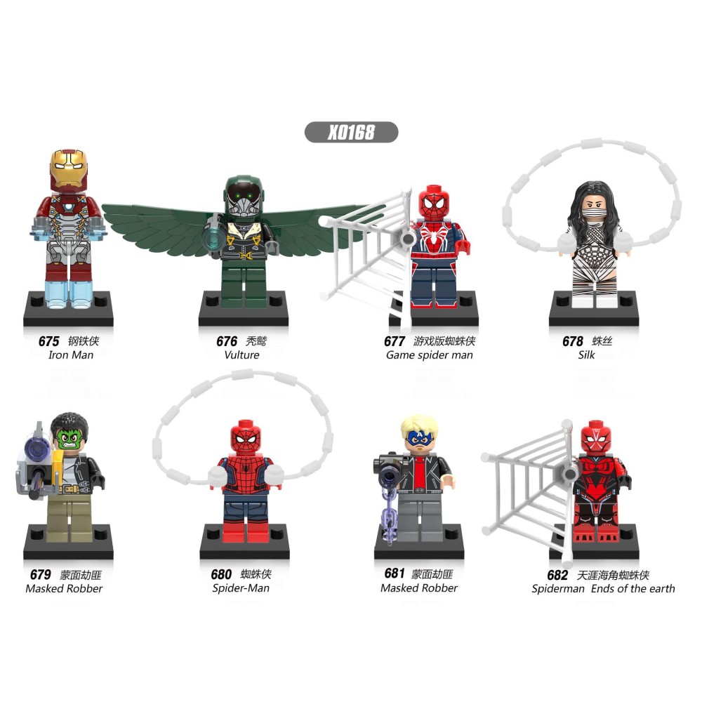 lego minifigure Super Hero Spider Man Returns to School Season Iron Man Vulture Robber Marvel building block bricks toys