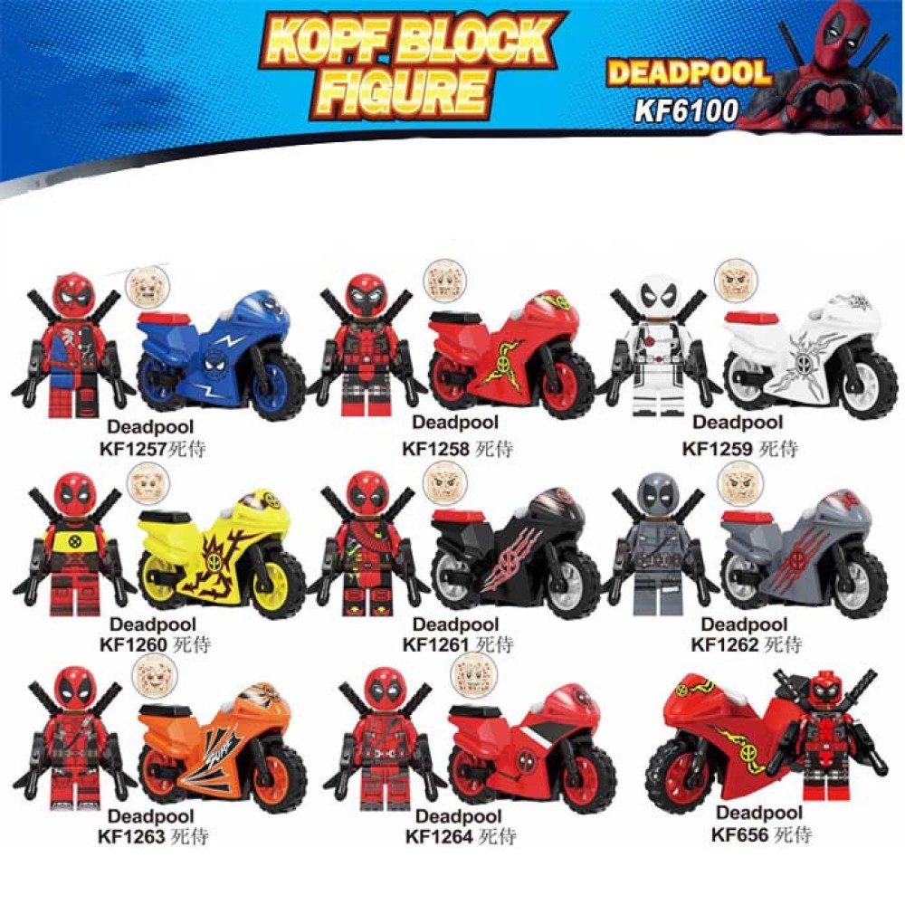 lego minifigure Superhero Deadpool motorcycle Marvel building block bricks toys